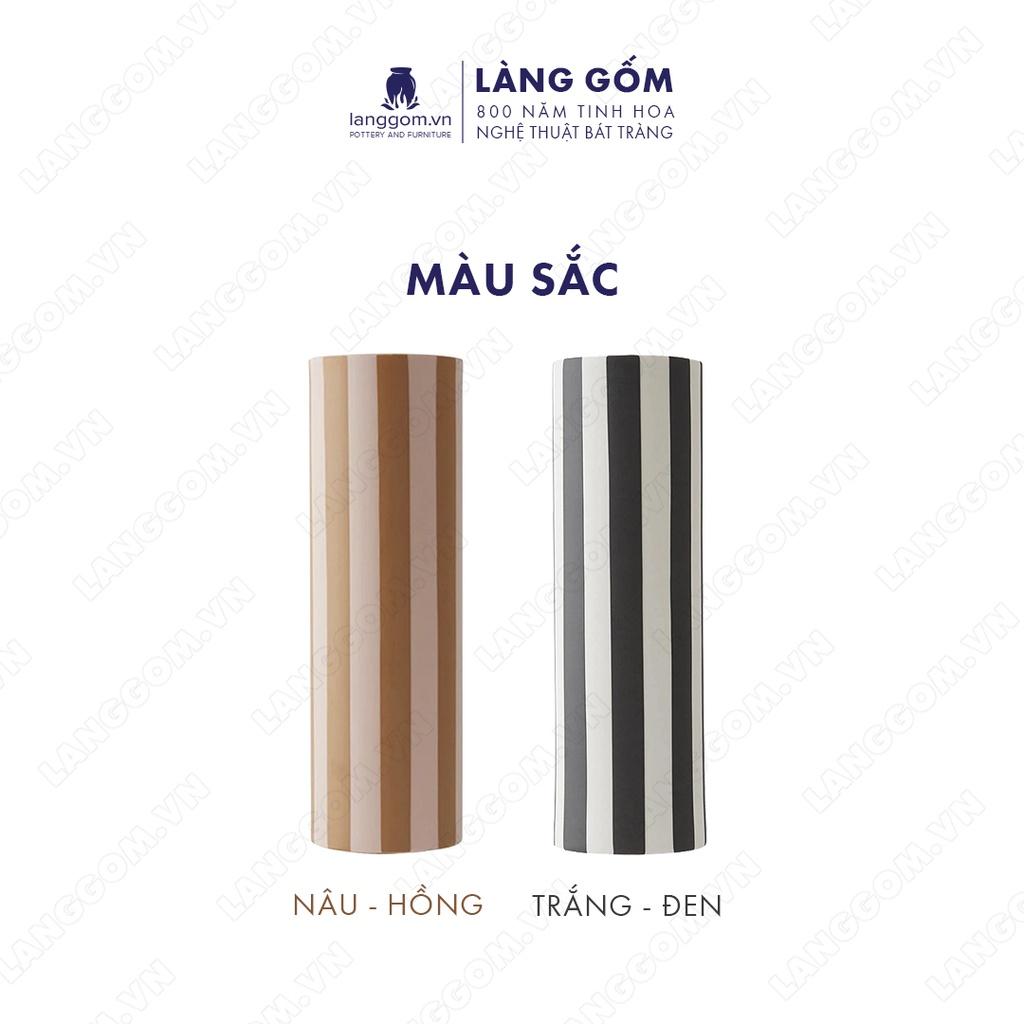 Bình hoa, lọ hoa Gốm sứ Bát Tràng cao cấp Men mát kẻ sọc dùng làm quà tặng, trang trí - Làng Gốm Bát Tràng