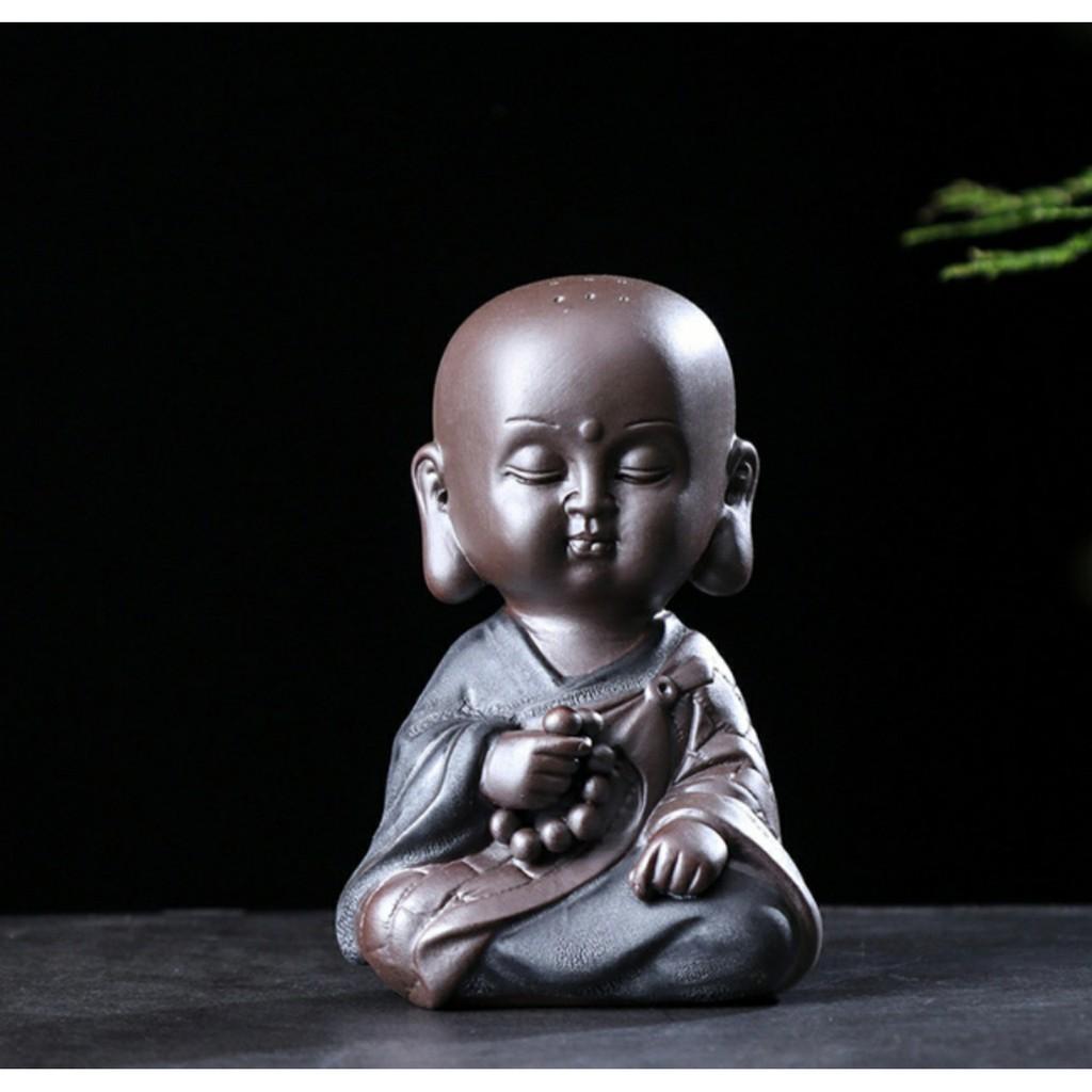 Tượng gốm tử sa nhà sư ngồi thiền tịnh tâm- Tượng sư phụ ngồi thiền