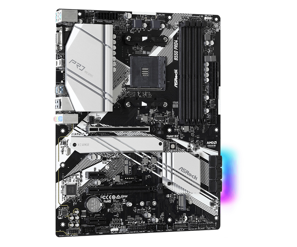 Bo mạch chủ Mainboard ASRock B550 Pro4 Supports 3rd Gen AMD AM4 Ryzen - Hàng Chính Hãng