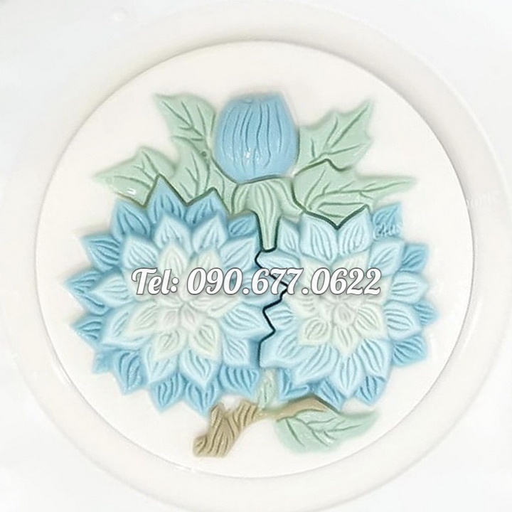 Khuôn rau câu sinh nhật, cưới hỏi hoa cúc đôi – Khuôn hình tròn loại 20 cm - Mã số 1429