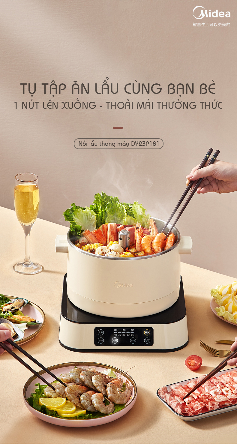 Nồi lẩu điện thang máy thông minh MIDEA MC-DY23P181 Hàng chính hãng