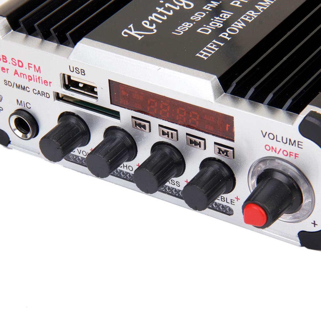 12V Hi-Fi MP3 Power Amplifier with USB MEMORY CARD Port FM Remote for Microphone
