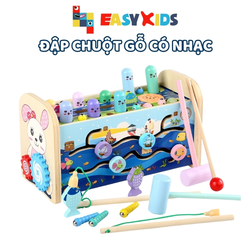 Đồ Chơi Đập Chuột Cho Bé Có Nhạc 7in1 Hình Thỏ, Đồ Chơi Giáo Dục Đa Năng Montessori