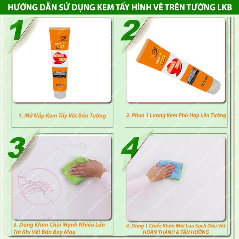 Kem Tẩy Tường Đa Năng LKB 180g Tẩy Vết Bẩn Xoá Vết Bút Mực Làm Sạch Tường Nhà Hiệu Quả