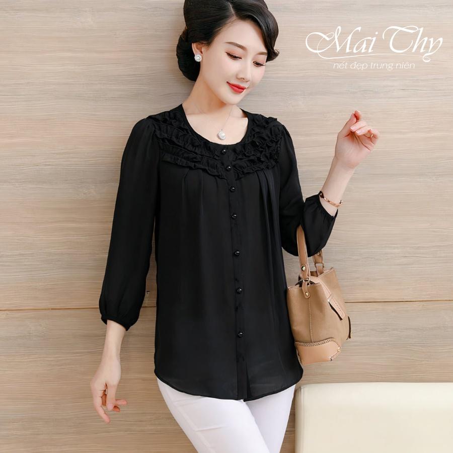 Áo Sơ Mi Trung Niên Nhã Nhặn, Đơn Giản Cho Mẹ Và Bà, Có Big Size+ kèm hình thật