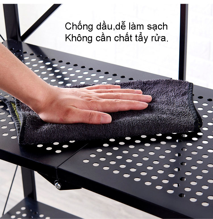 Kệ đa năng tầng gập gọn thông minh để đồ nhà bếp chất liệu bằng thép carbon không gỉ có bánh xe tiện lợi mới nhất hiện nay