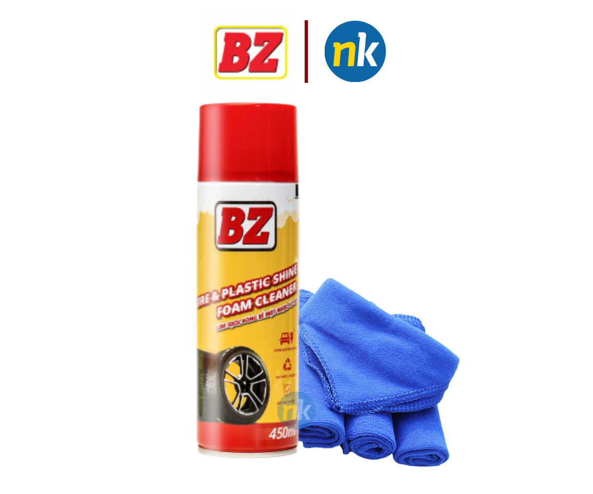 Chai xịt phục hồi nhựa nhám BZ 450ml, phục hồi nhựa đen phai màu, bạc màu, xịt bóng vỏ lốp xe