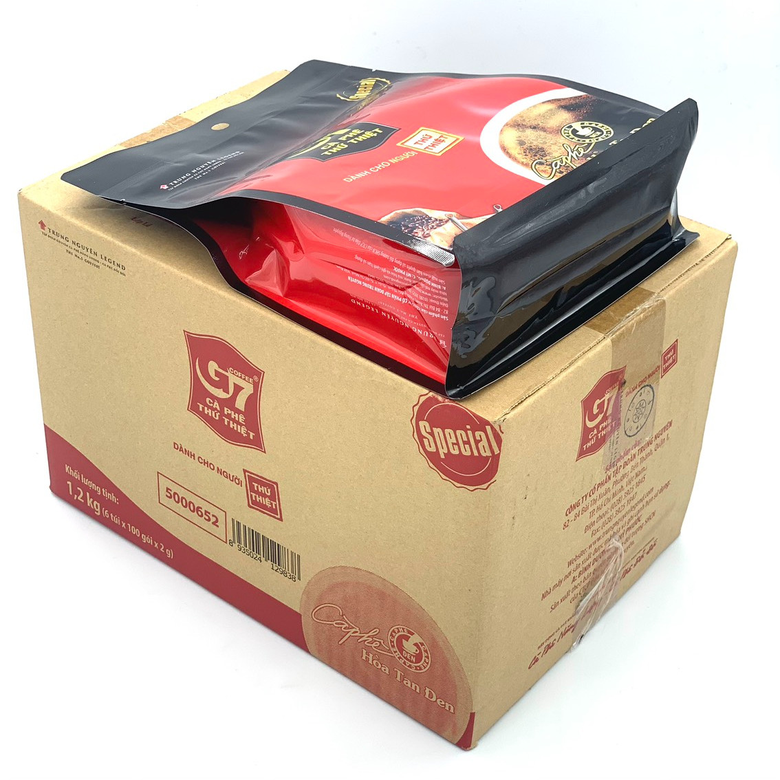 Cà phê G7 hòa tan Đen Bịch 100 gói Trung Nguyên - Thùng 6 Bịch