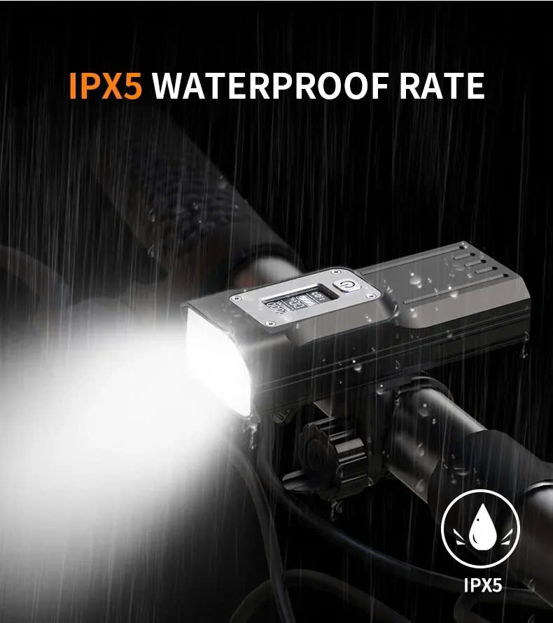 Đèn Pha Xe Đạp Vỏ Nhôm GTR60 2000LM Pin 10000mAh IPX5 MH Hiển Thị OLED Nhôm Nguyên Khối Siêu Sáng Siêu Bền Bỉ