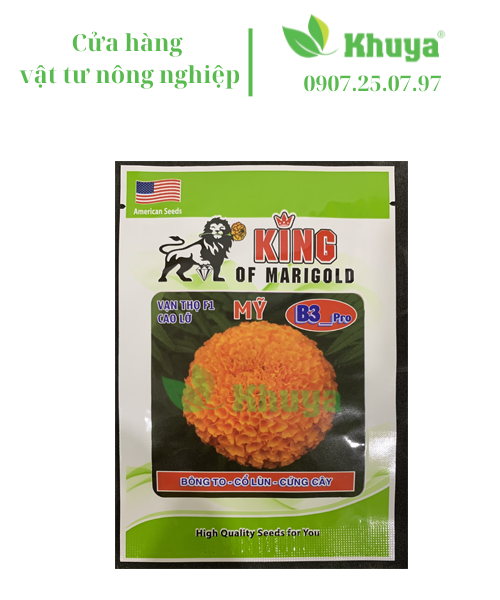(Date: 05/11/2026) Hạt giống Hoa Vạn Thọ F1 Mỹ B3 Pro Cao Lỡ Cam Đỏ Bông To - Cổ Lùn - Cứng Cây