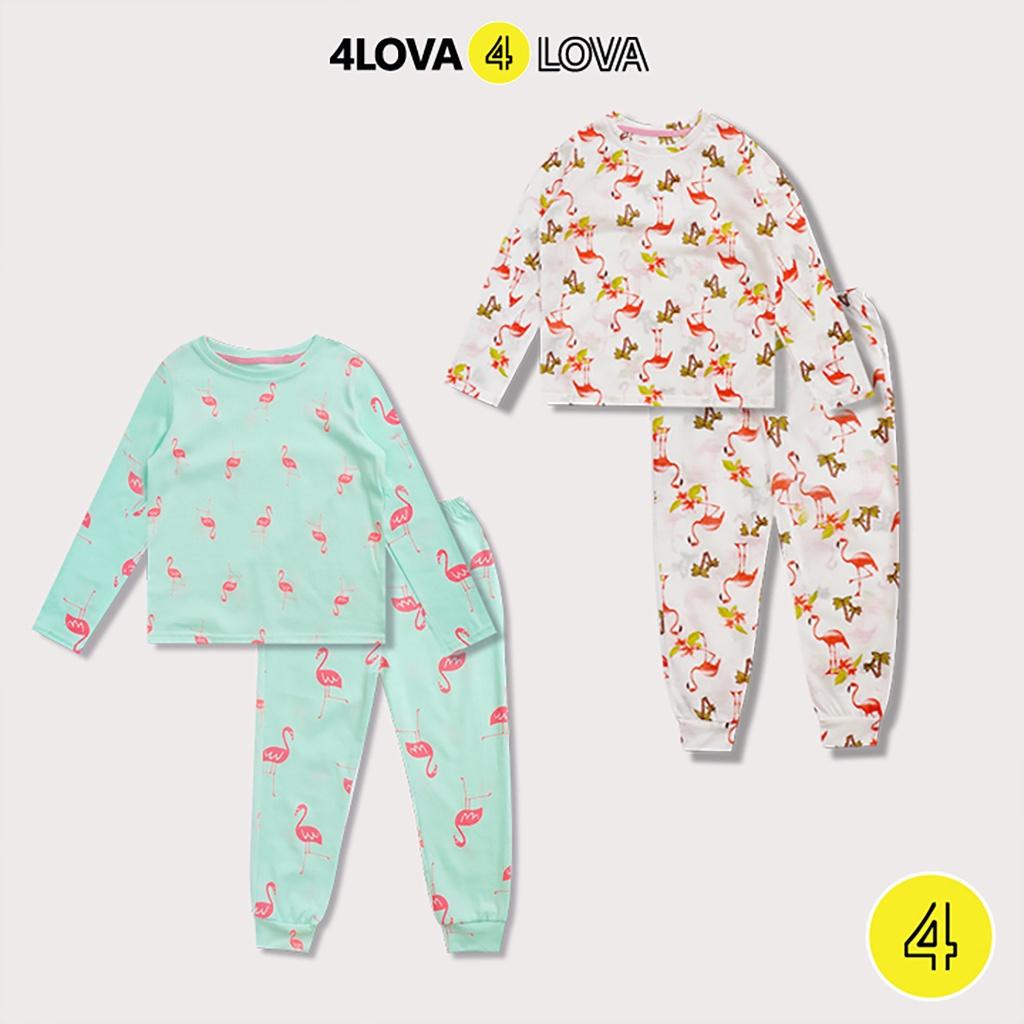 Bộ quần áo thun dài tay thu đông 4LOVA chất cotton mềm mại hoạ tiết hoạt hình