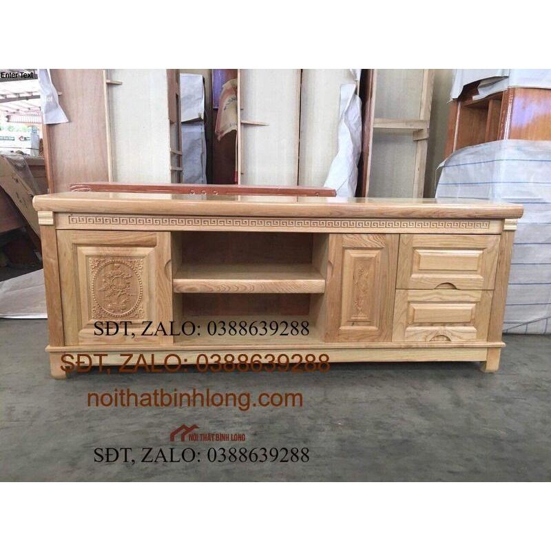 Tủ ti vi gỗ sồi 18M mặt phẳng