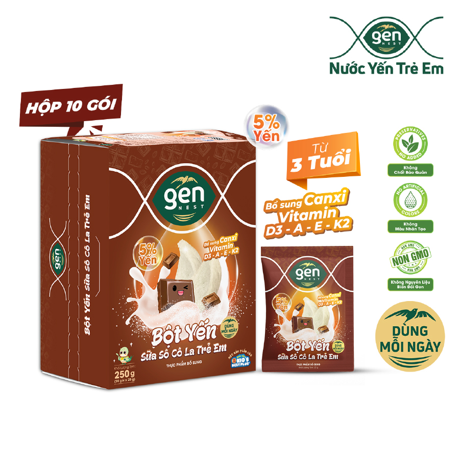 Hộp Bột Yến Sữa Sô Cô La Trẻ Em gen NEST