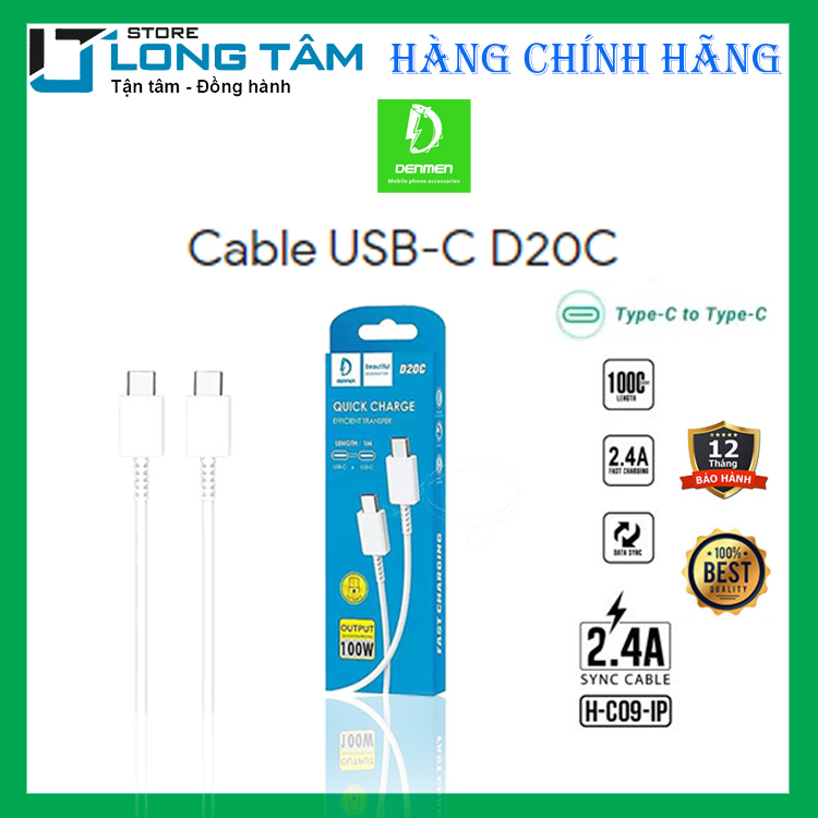 Cáp Sạc Denmen D20C - type C toType C - Hàng chính hãng