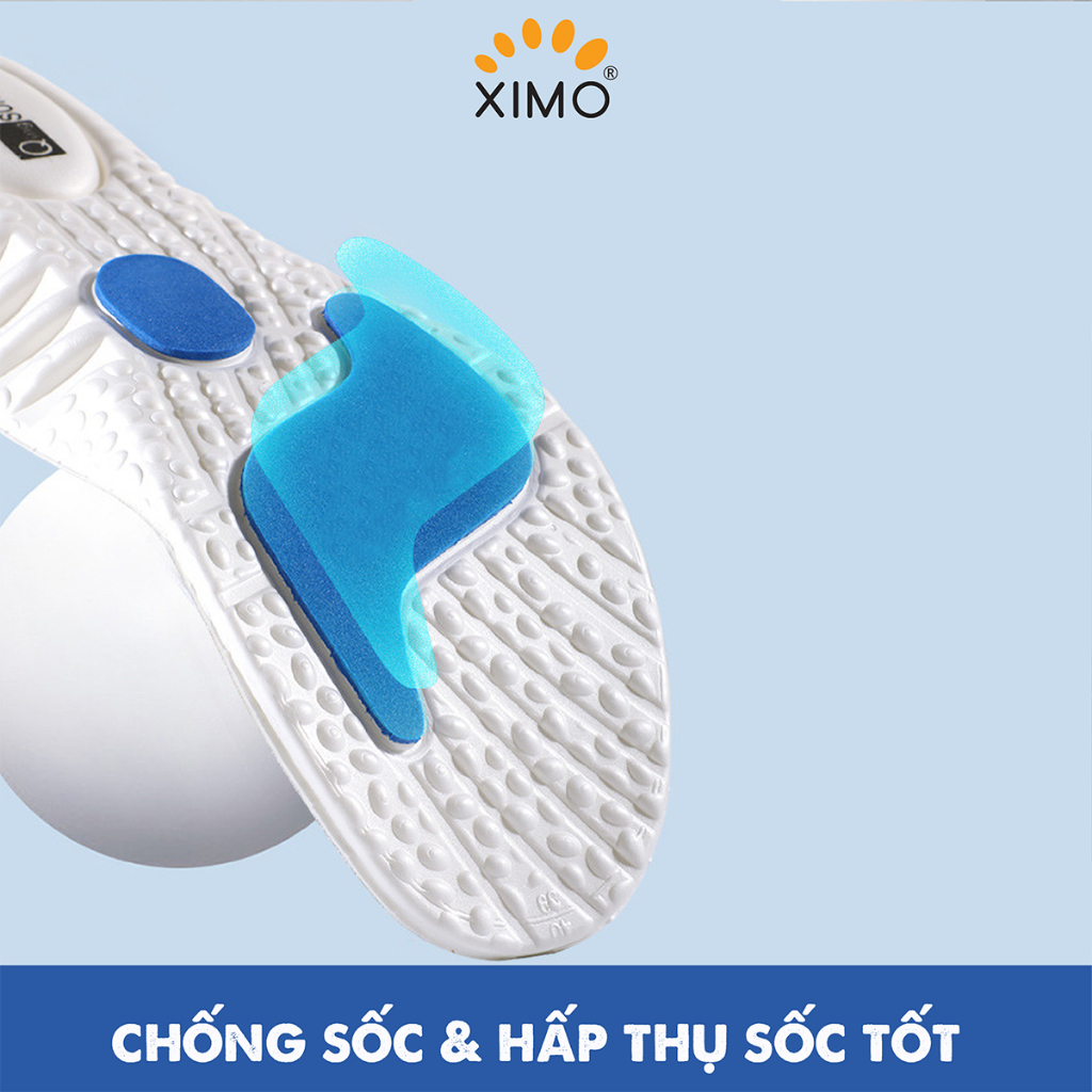 Lót giày thể thao cao su non EVA êm ái, giảm tác động lực vào lòng bàn chân, thấm hút mồ hôi tốt XIMO