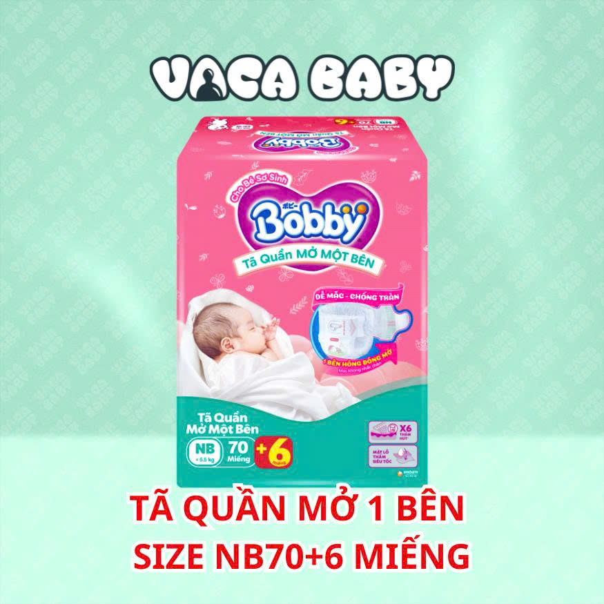 Tã bỉm QUẦN MỞ 1 BÊN BOBBY đủ size NB70+6 và S80 miếng