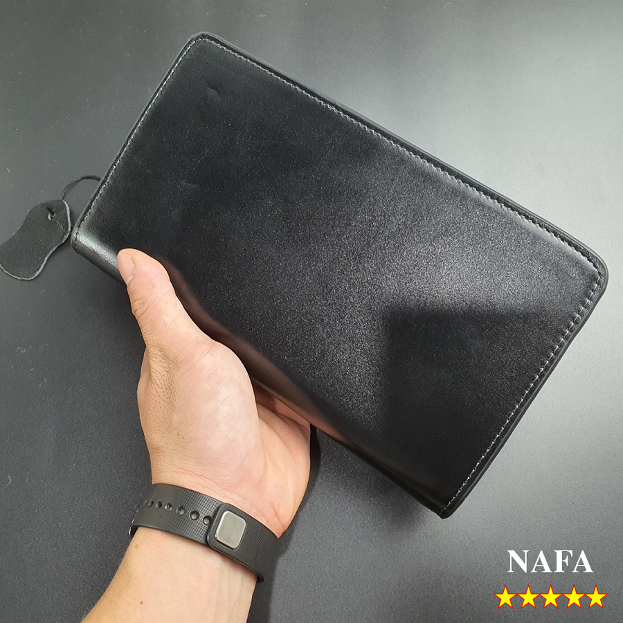 [Da thật] Clutch cầm tay, Clutch nam NAFACL124 da bò trơn 2 ngăn kéo thời trang cao cấp, sang trọng