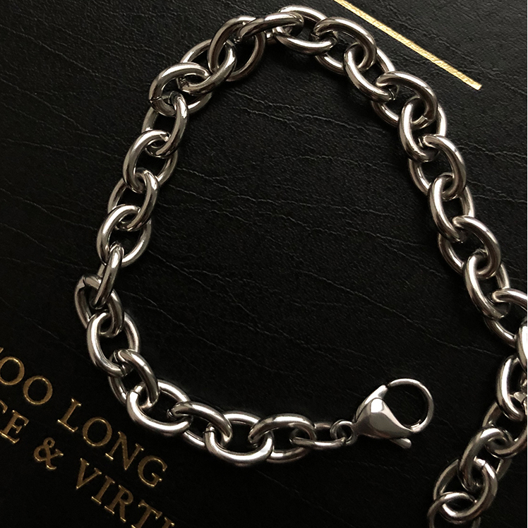 Combo 2 vòng tay titan thép không han gỉ chuỗi xích tròn to nhỏ basic
