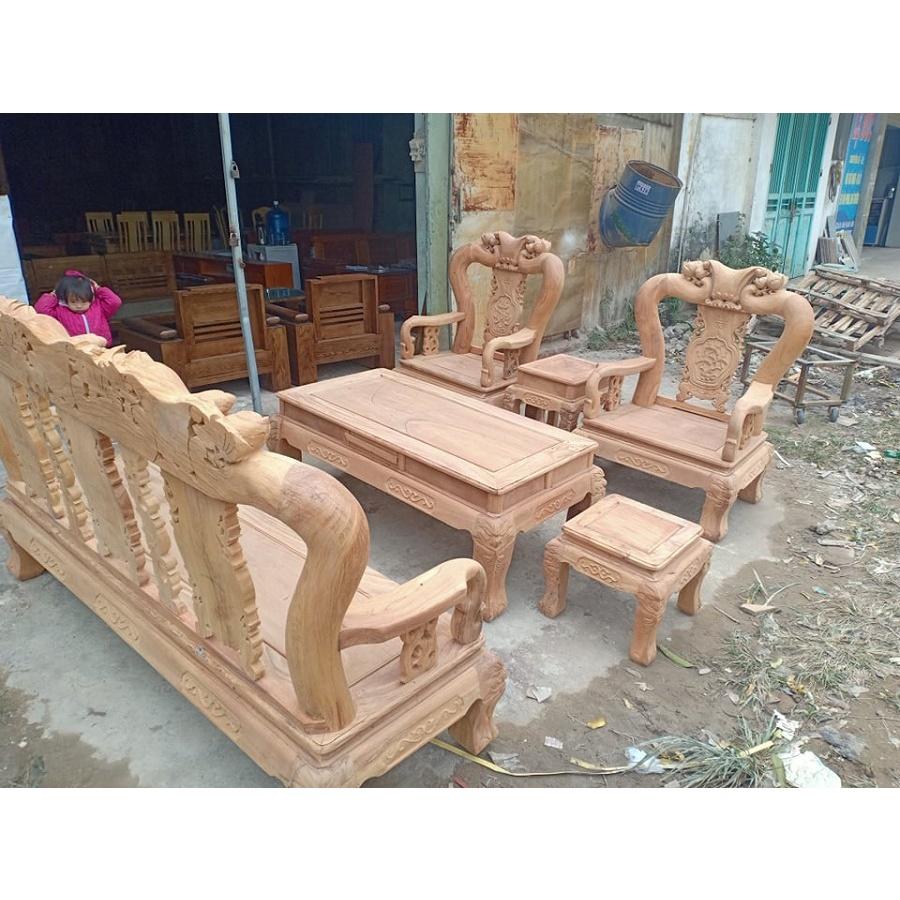 Bộ bàn ghế quốc đào tay 10 gỗ gõ đỏ 6 món