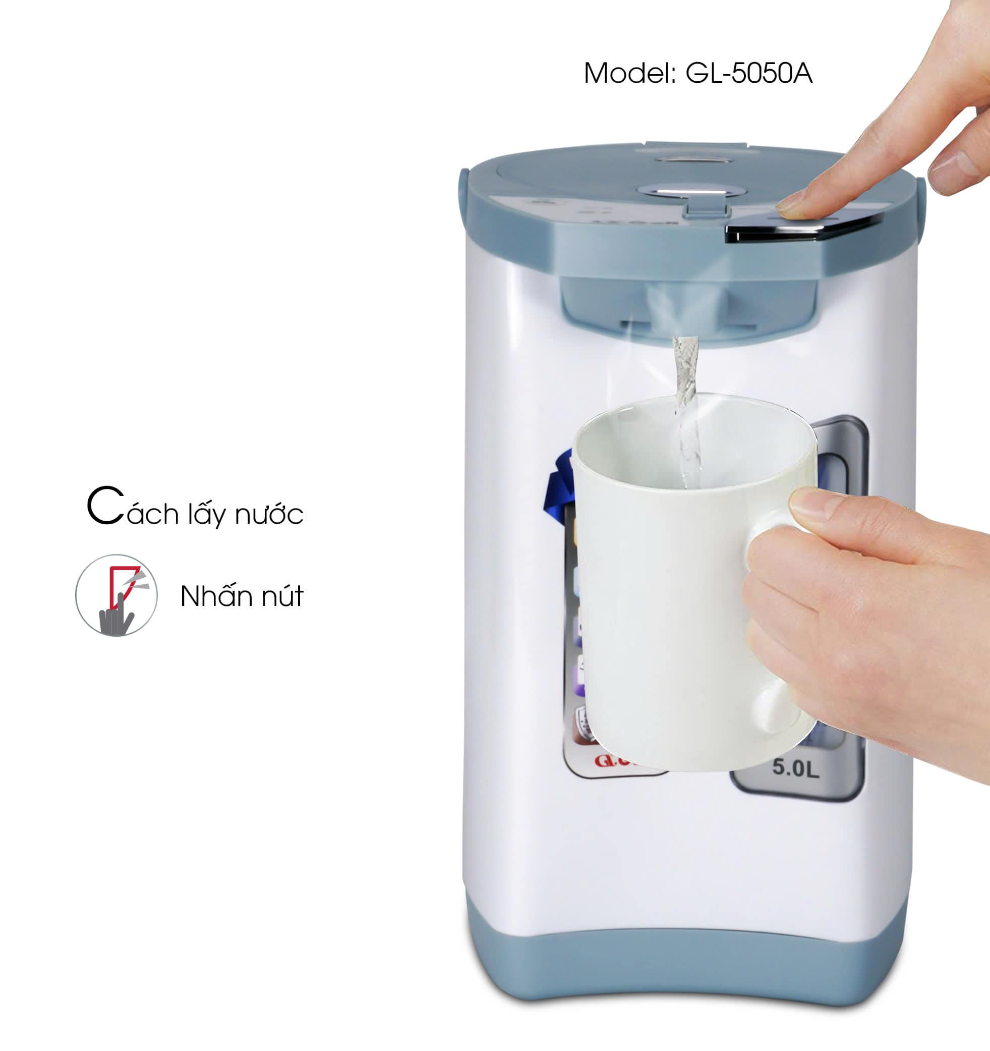 Bình Thuỷ Điện Gali GL-5050A Dung tích 5L nhỏ gọn, Thân bằng nhựa nguyên sinh cao cấp, lòng trong bằng Inox 304 dày chất lượng. Hàng chính hãng chất lượng cao bảo hành 24 tháng.