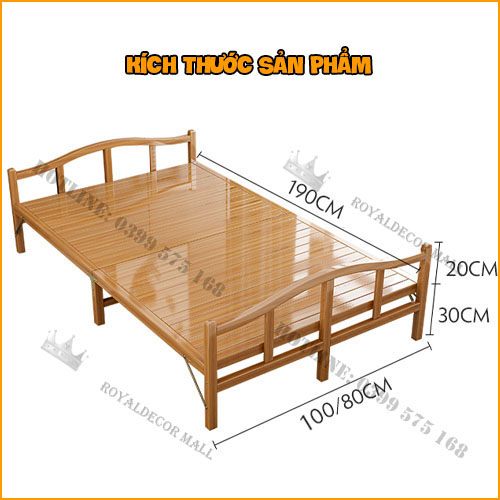 Giường Tre Gấp Gọn Thông Minh, Nằm Thư Giãn 100% Bằng Tre Tự Nhiên .KT 195 x 80/100