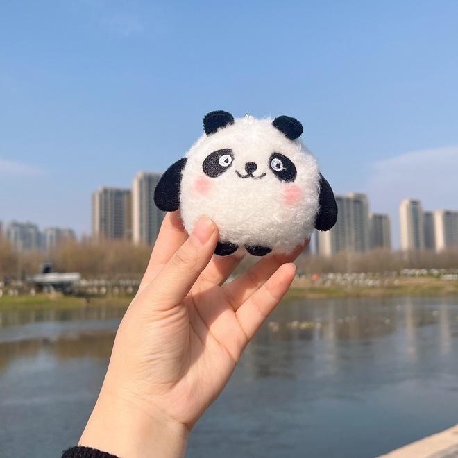 Móc khóa thú bông Panda Dun Dun gấu trúc dễ thương 2 biểu cảm kích thước 5cm
