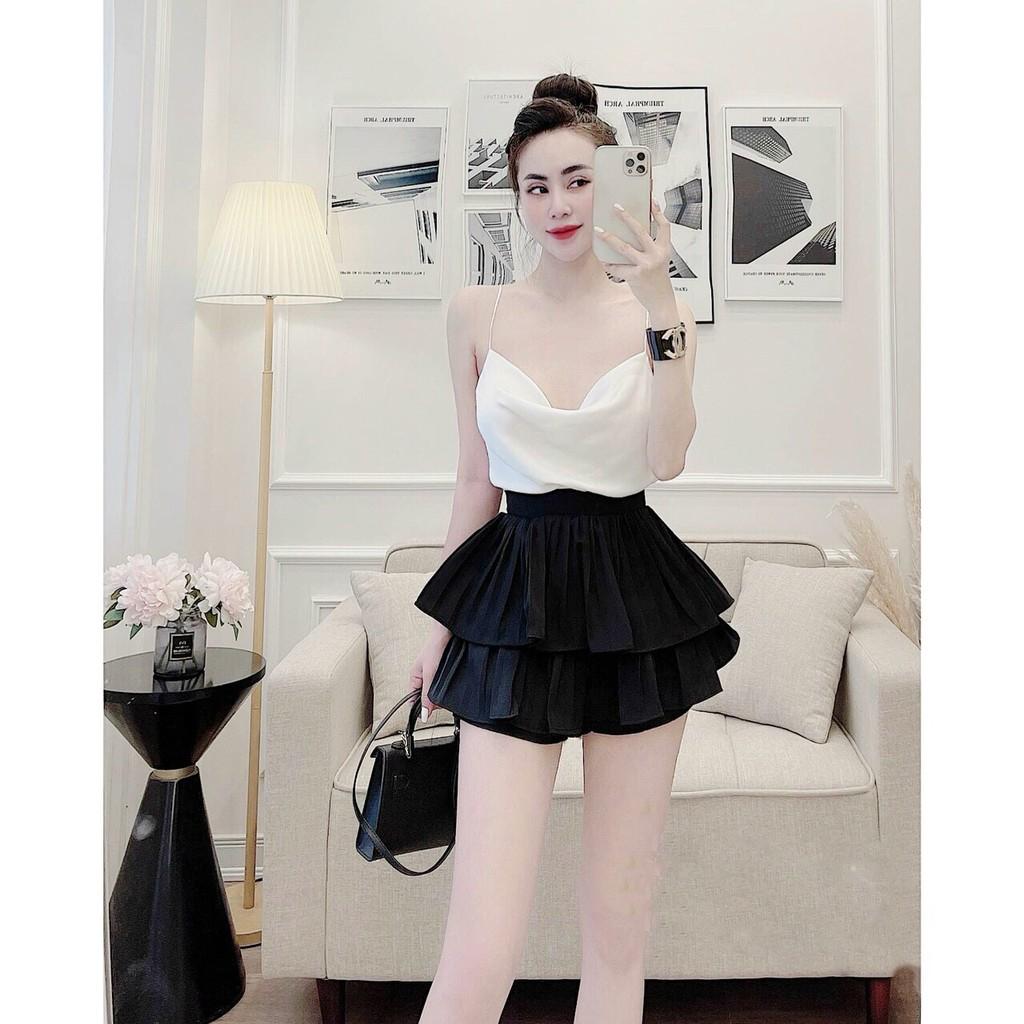 Áo Lụa 2 dây Cổ Đổ Hàn Quốc, Lụa Tơ Tằm Cao Cấp Hàng Loại 1