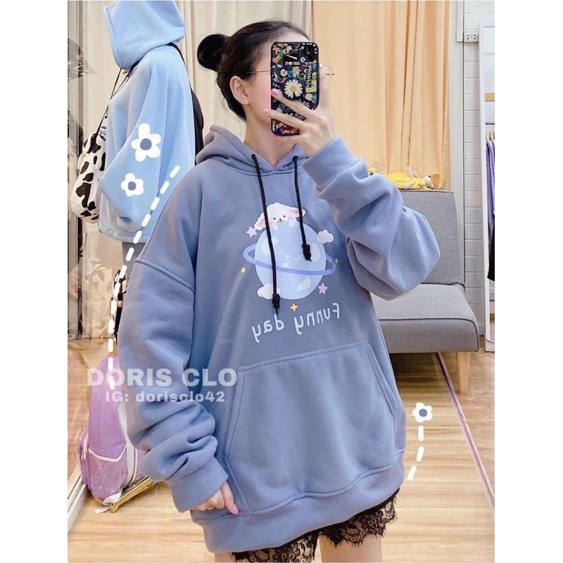 Áo Hoodie form áo tay phồng như ảnh - Áo in hình dễ thương chất in xịn