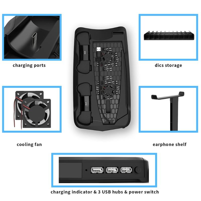 Đế Sạc Đứng 2 Quạt Tản Nhiệt Cho Ps5