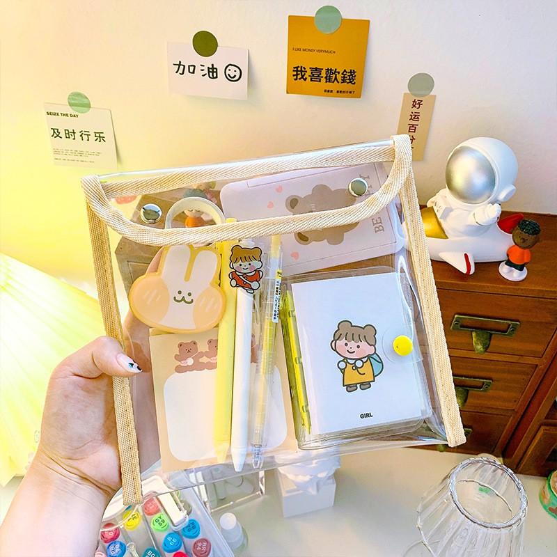 Túi lưu trữ nhanh Nhật Bản túi đựng mỹ phẩm trong suốt đơn giản túi đựng đồ văn phòng phẩm dung tích lớn đa chức năng