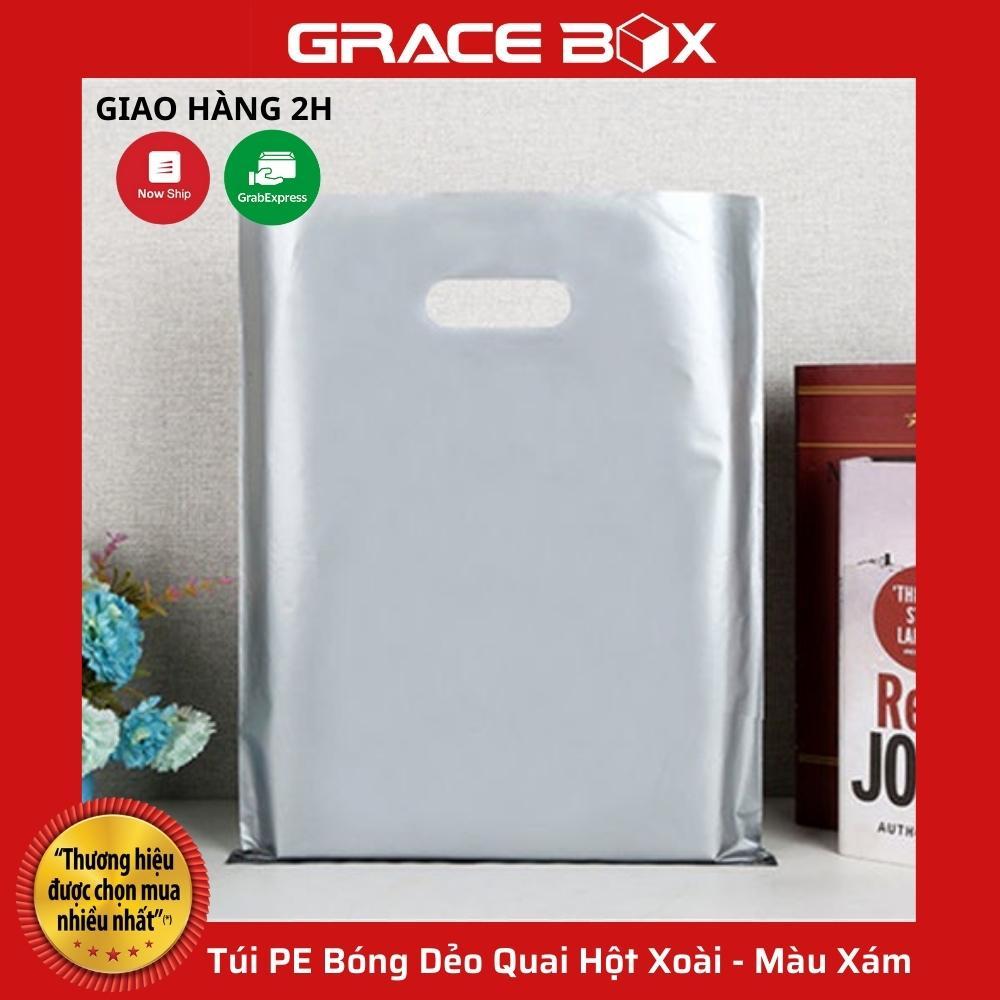 Túi PE Bóng Dẻo Màu Xám - Quai Hột Xoài Đựng Phụ Kiện, Quần Áo