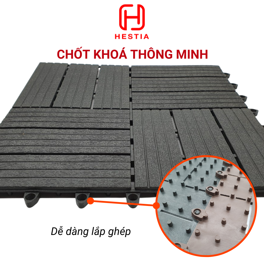 Vỉ nhựa lót sàn 12 NAN - Phong cách mới - Chống trơn trượt ban công, bể bơi, sân thượng, sân vườn, nhà tắm, quán cafe.