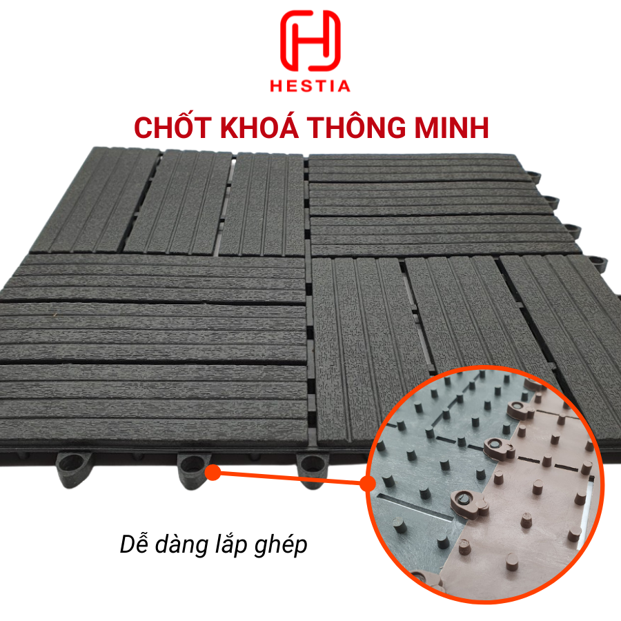 Vỉ nhựa lót sàn 12 NAN - Phong cách mới - Chống trơn trượt ban công, bể bơi, sân thượng, sân vườn, nhà tắm, quán cafe