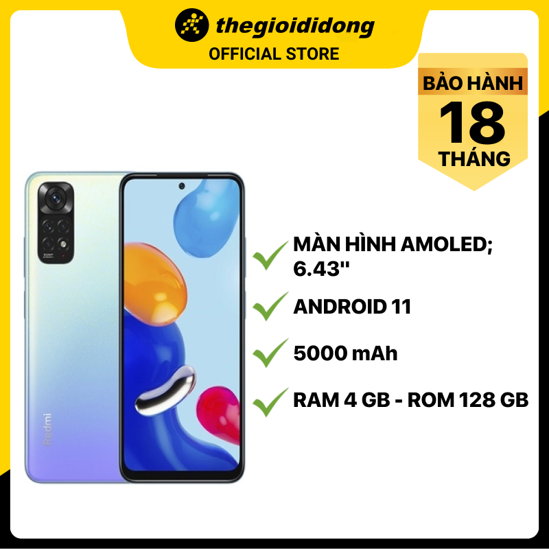 Điện thoại Xiaomi Redmi Note 11 (4GB/128GB) - Xanh dương nhạt - Hàng chính hãng