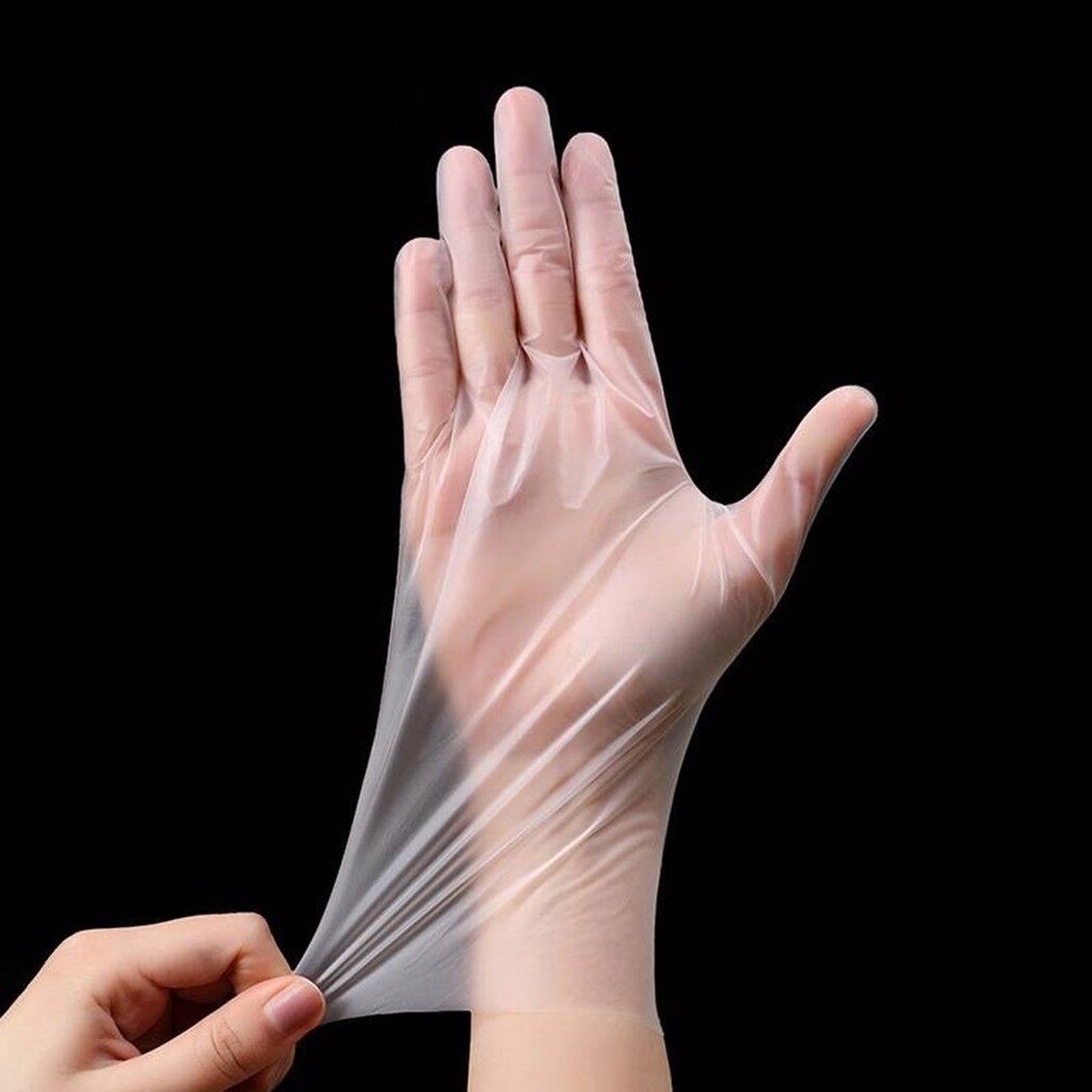 Hộp găng tay nilon dùng 1 lần siêu dai loại xịn (100 chiếc) bảo vệ da tay người dùng khi lau dọn nhà cửa, bếp, nhà tắm, thiết kế rộng rãi thoải mái