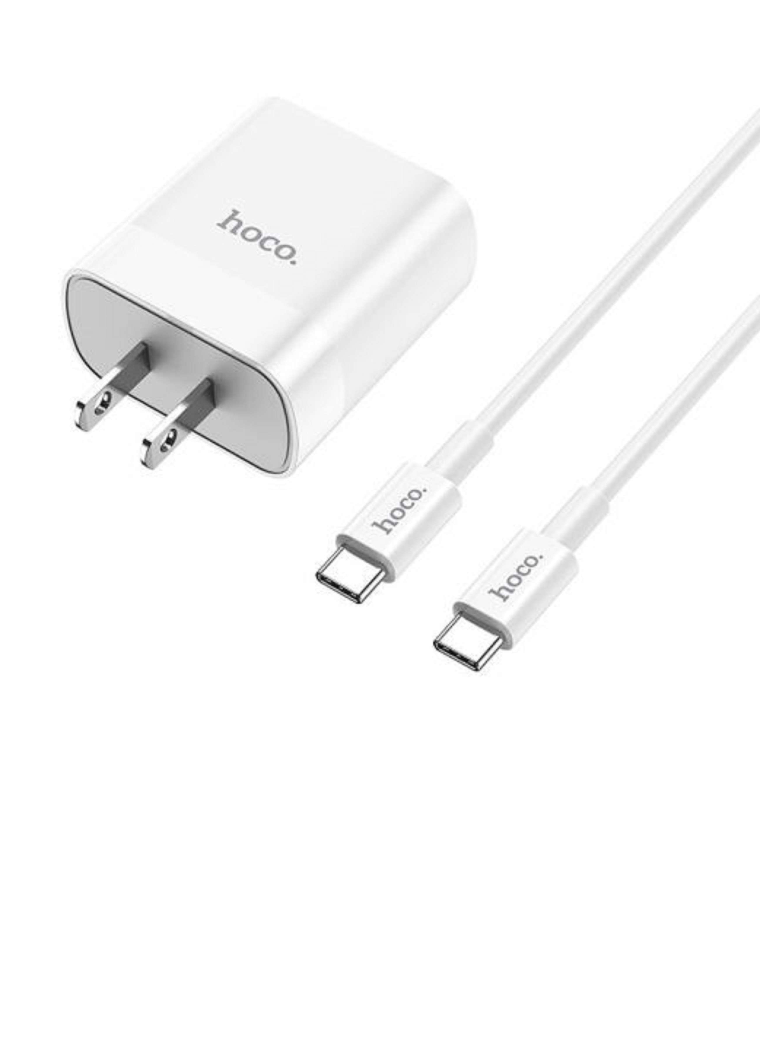 Bộ sạc Hoco PD18W - Q.C3.0 2 cổng USB và Type-C kèm dây cáp Type-C to Type-C tương thích với nhiều thiết bị - Hàng chính hãng