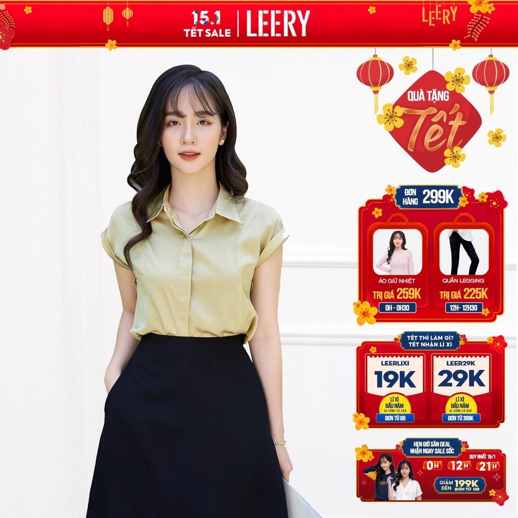 Áo sơ mi nữ ngắn tay form rộng mặc đi làm công sở.