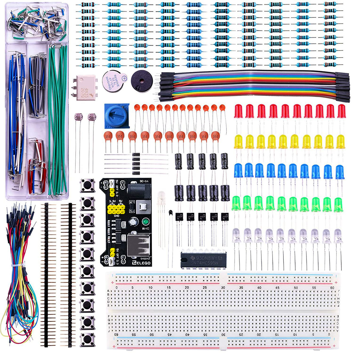 830 Bộ dụng cụ khởi động cơ bản cho Arduino UNO R3 gồm bảng mạch/ dây jumper đèn LED diode mô đun tránh chướng ngại vật