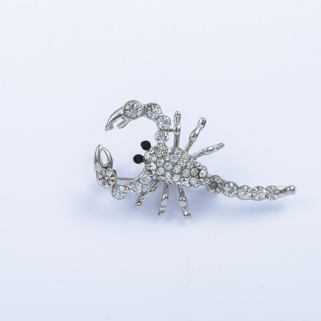 Silver Plated Alloy Rhinestone Scorpion Pin Brooch Novelty Animal Jewelry