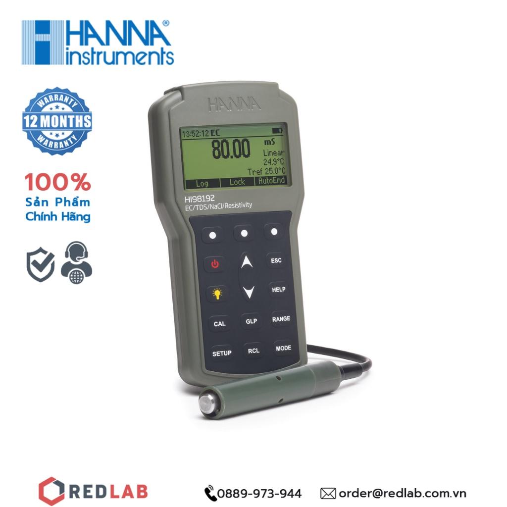 Máy đo EC/TDS/Trở Kháng/Độ Mặn/Nhiệt Độ Hanna HI98192, bảo hành 12 tháng