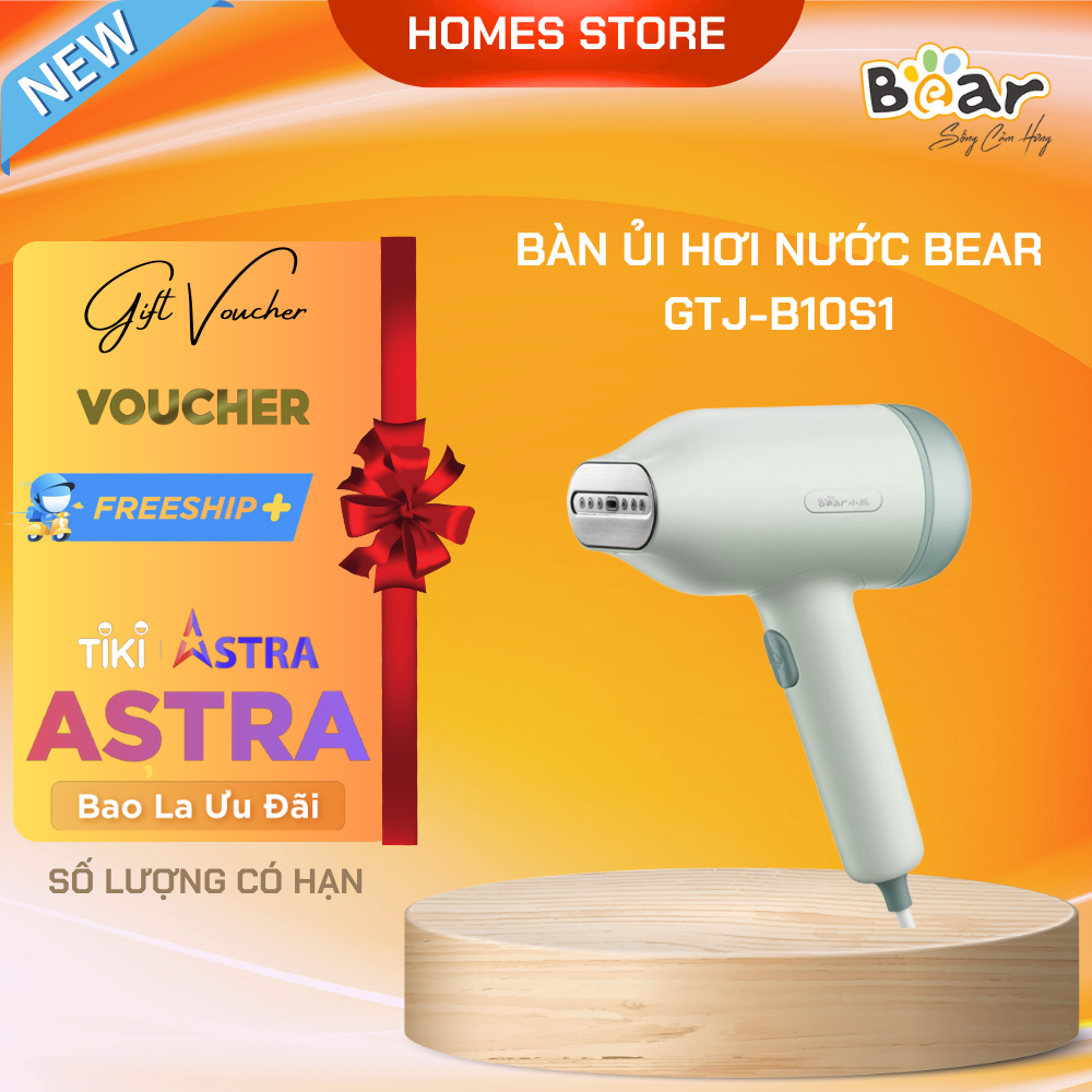 Bàn Ủi Hơi Nước Cầm Tay BEAR GTJ-B10S1 Không Làm Hư Quần Áo Làm Nóng 10 Giây Công Suất 1000 W - Hàng Chính Hãng