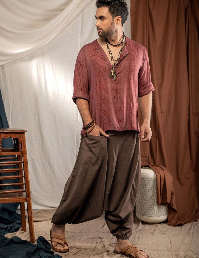 Nam Nữ Hậu Cung Tập Yoga Quần Baggy Giản Đời Boho Quần Suông Ống Rộng Đi Biển Bộ Thun Quần Có Túi