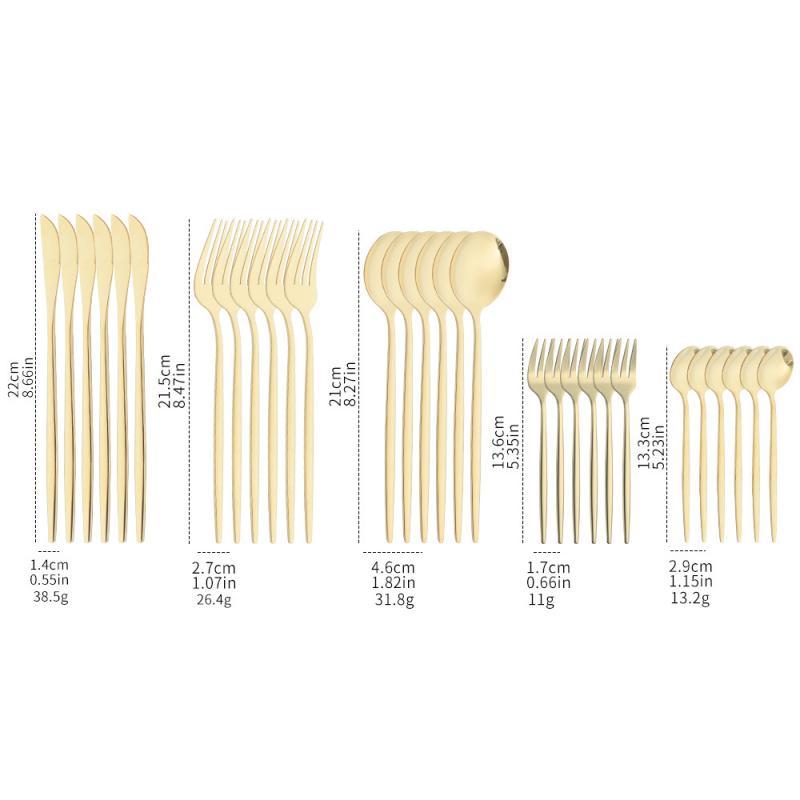 Mới Thép Không Gỉ Vàng Bộ Dao Kéo 30 Cái/bộ Bít Tết Bộ Dao Muỗng Nĩa Thìa Nhà Bếp Ăn Tối Phòng Ăn Bữa Tối Đồ Ăn