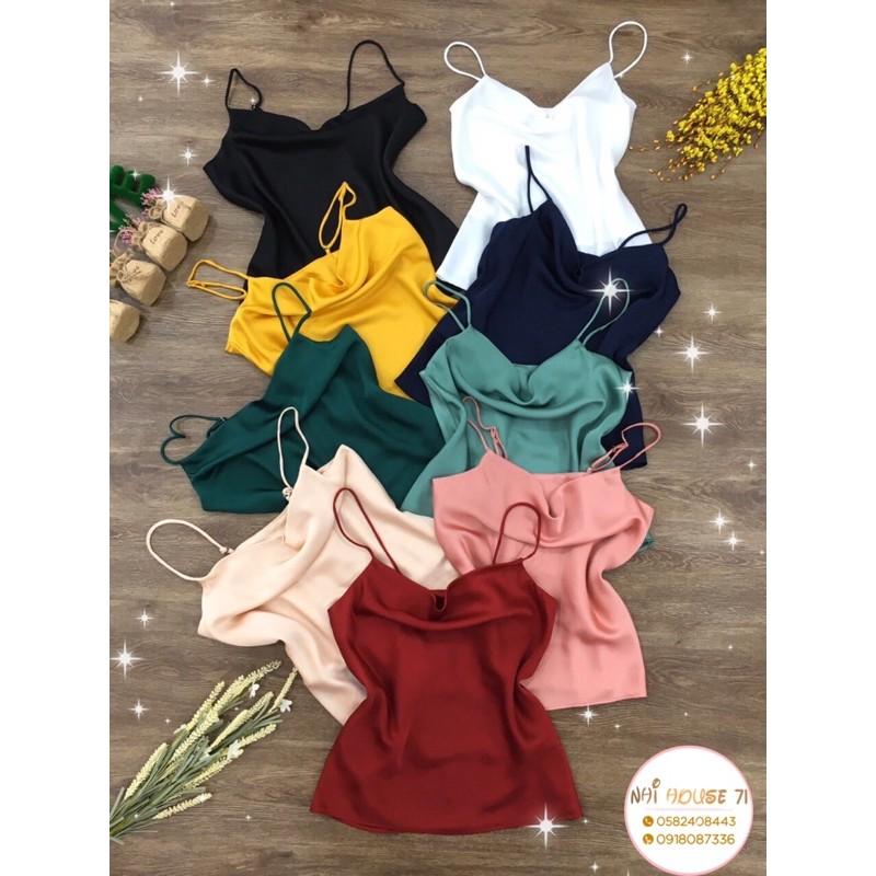 Áo 2 Dây Cổ Đổ NHIHOUSE71 Chất Lụa Satin Loại 1 Hàng Thiết Kế Form Cực Chuẩn 45-58kg