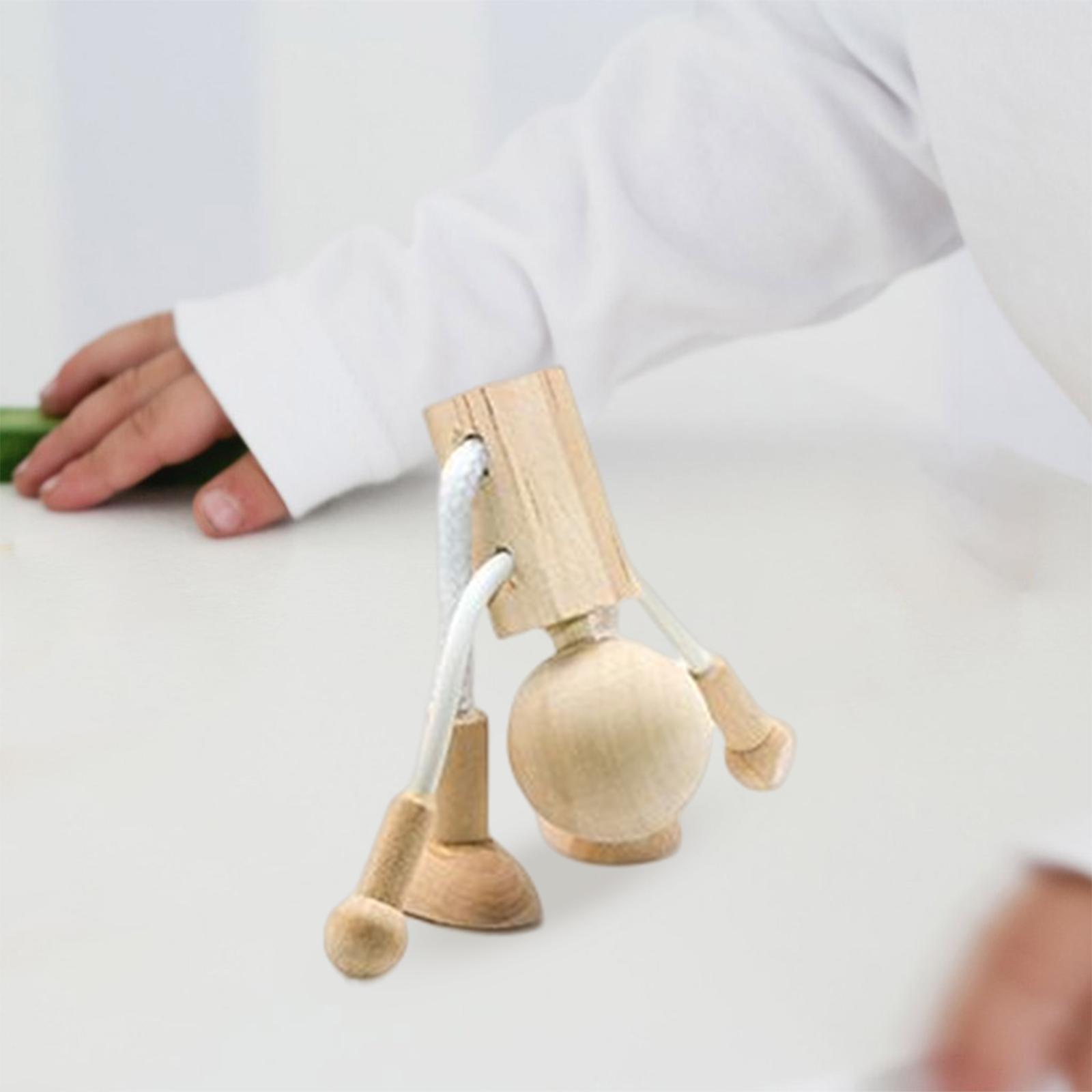 Wooden Doll Toy Figurine Adorable for Desktop Decor Early Learning Teenagers