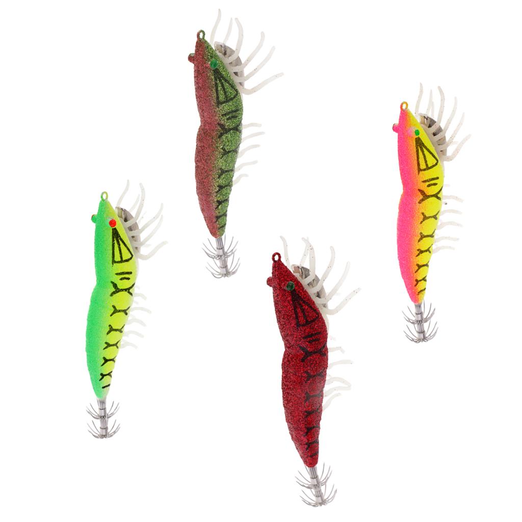 Shrimp Fishing Lurs Artificial Baits Glow in the Dark Squid Jig Lure Hooks