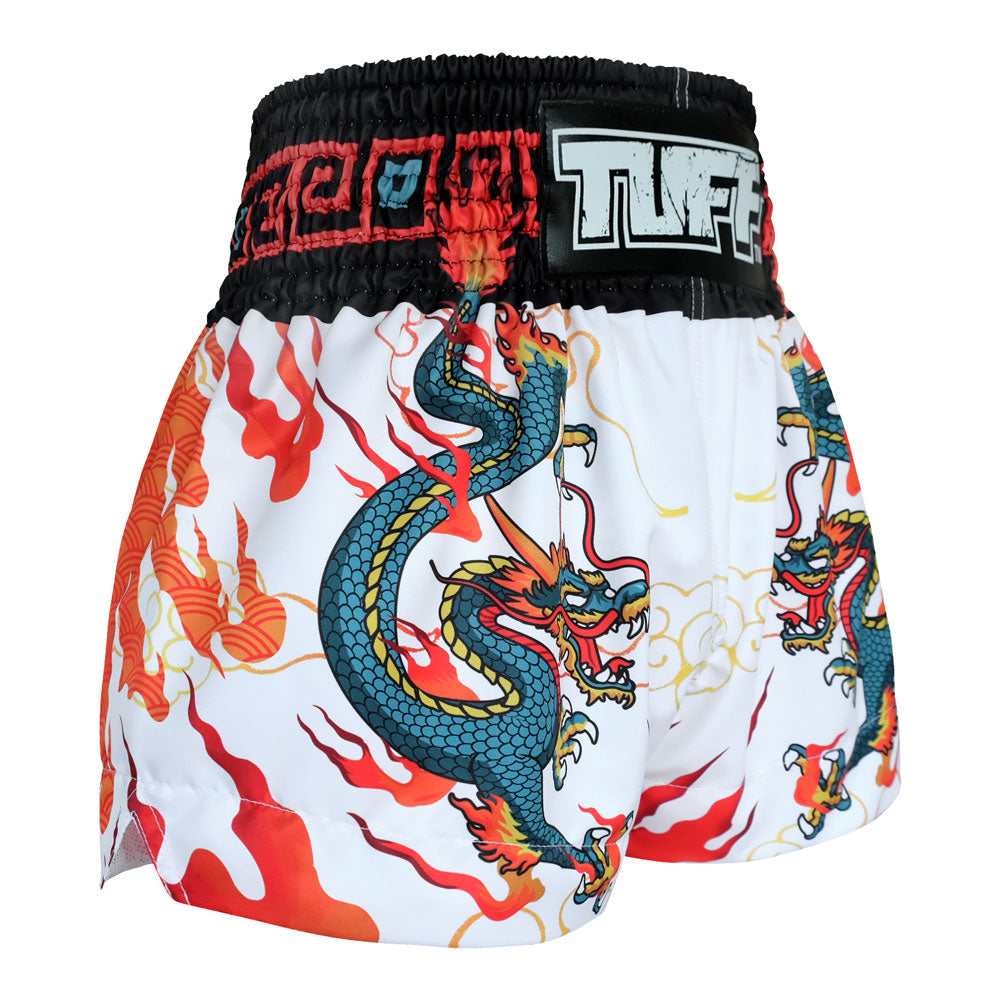 Quần TUFF Muay Thai White With Blue Dragon