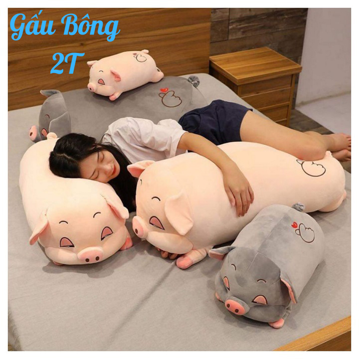 Gấu Bông Gối Ôm 2T Heo Mắt Híp Mũm Mĩm Dễ Thương