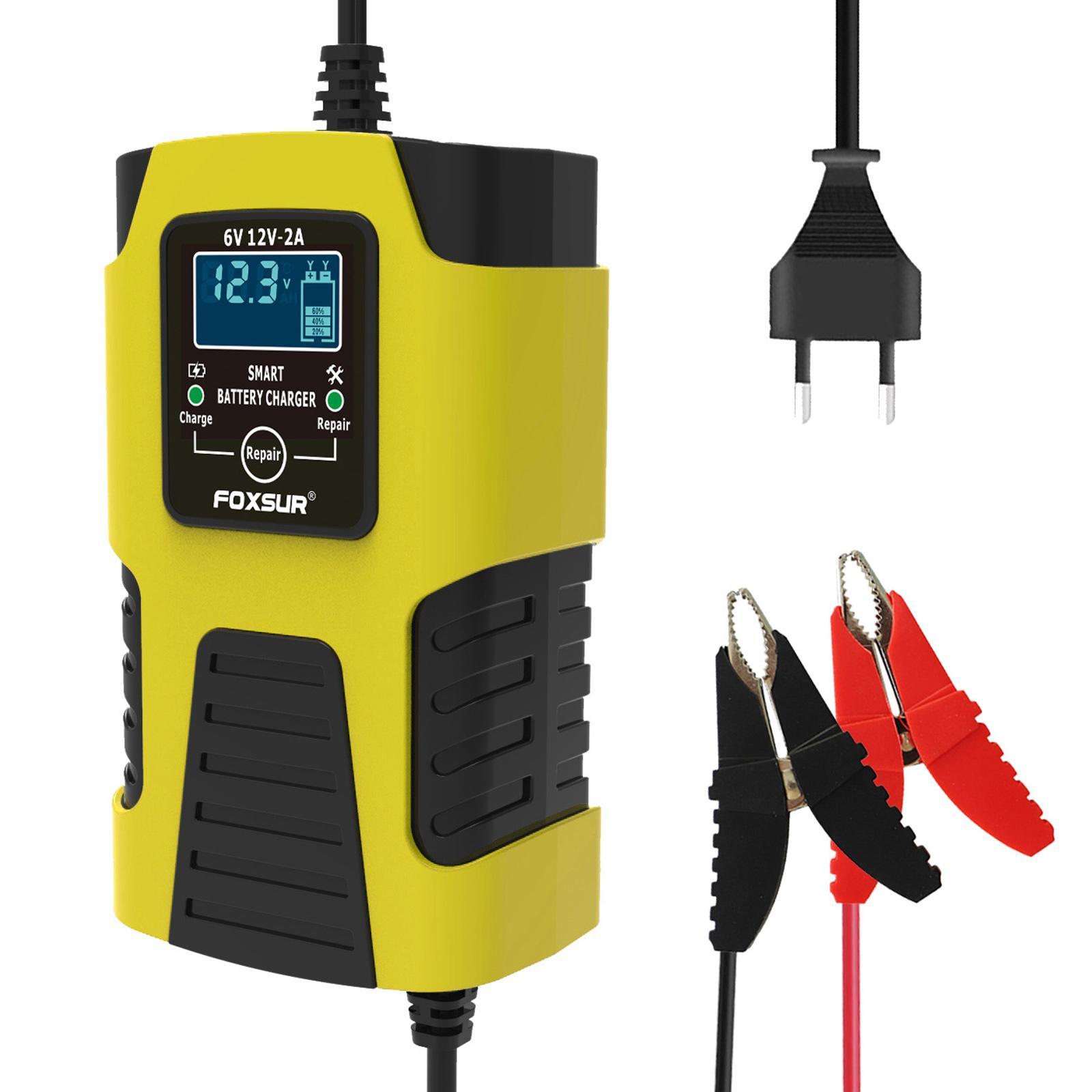 Battery Charger 6V 12V Trickle Charger LCD Display for Motorbike Euplug