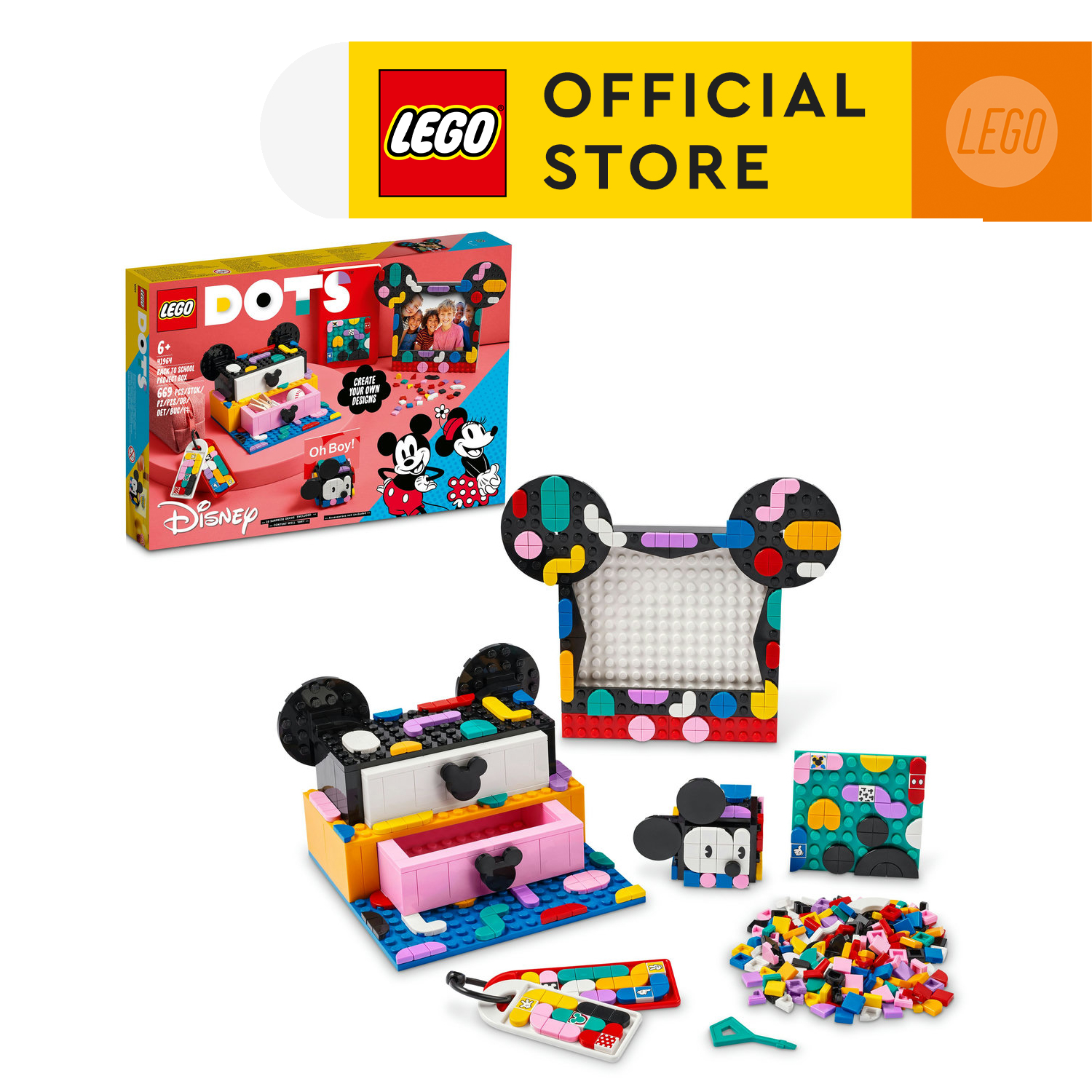 LEGO DOTS 41964 Bộ sáng tạo 5 trong 1 nhân vật Mickey và Minnie (669 chi tiết)